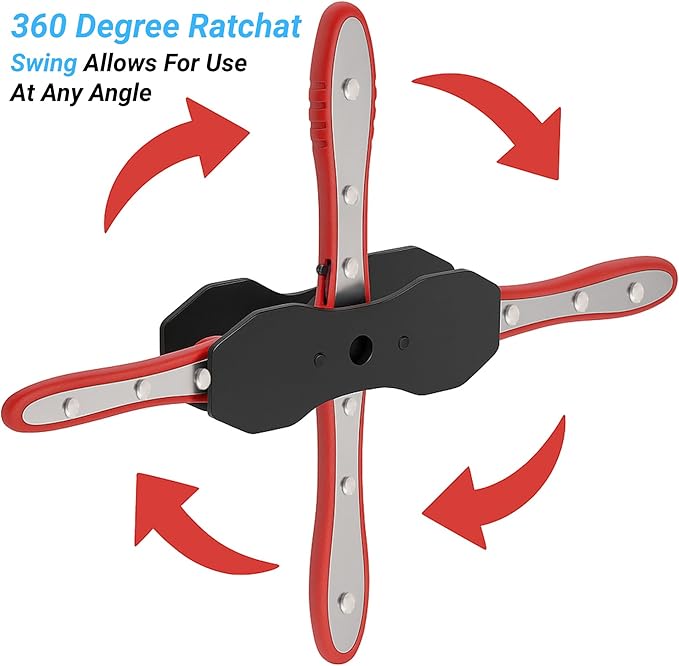 Brake Caliper Compression Tool - Car Ratcheting Brake Caliper Piston Spreader Press Tool with 2 pcs Steel Plates, 360째 Adjustable Piston Compressor, Essential Tool Kit for Car Brake Repair