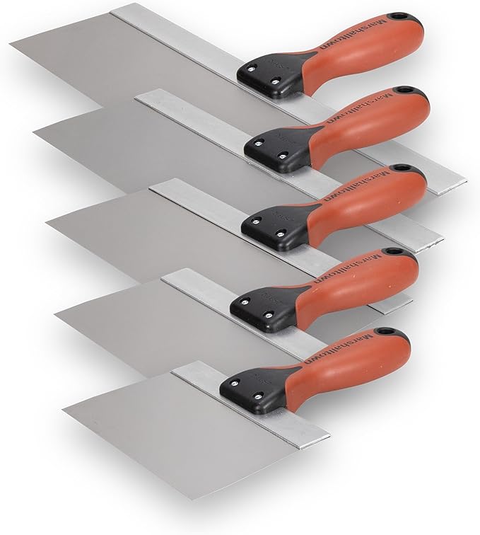 MARSHALLTOWN Drywall Taping Knife Set, 5-Piece Kit, 6-14 Inch Stainless Steel Blades, Made in the USA, DTKTP2