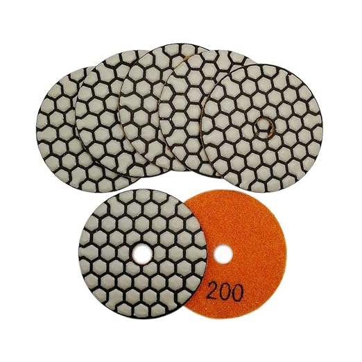 SHDIATOOL 3 Inch Dry Diamond polishing Pads Grit 200 for Granite Marble Quartz(7-Pack)