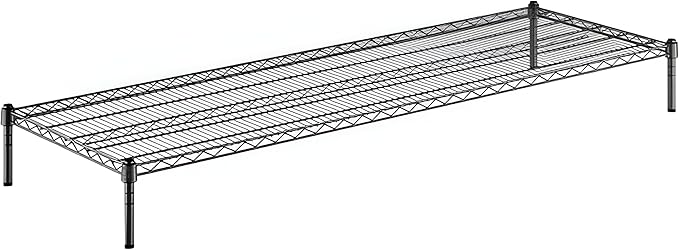 24" x 72" x 8" Black Epoxy Wire Storage Shelf, Dunnage Rack, Commercial 1 Tier Small Shelf