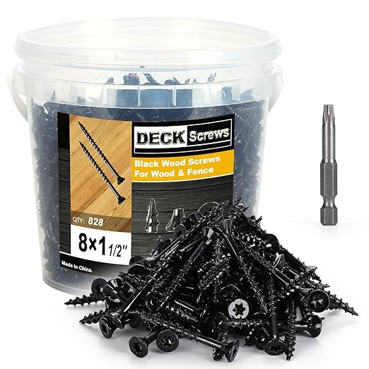 Deck Screws #8X1-1/2?쇺? T25 Star Torx Drive Flat Head Wood Screws, Black, 5lb