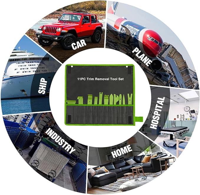 GOOACC 11PCS Auto Trim Removal Tool Kit No-Scratch Tool Kit for Car Audio Dash Window Molding Fastener Remover Tool Kit-Green