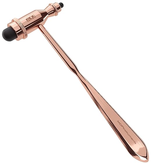 MDF Instruments, Rose Gold Tromner Neurological Reflex Hammer with Pointed Tip Handle for Cutaneous and Superficial Responses - Free-Parts-for-Life (MDF555) (Rose Gold/Black)