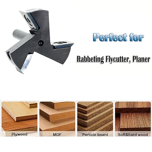 CNC Spoilboard Surfacing Router Bit 1/4 Shank, 1-1/2??Cut Dia, with DLC Coated, 3-Flute, 12*12*1.5mm Blade, Slab Flattening Router Bit, Planing Bit, for Rabbeting Flycutter, Planer