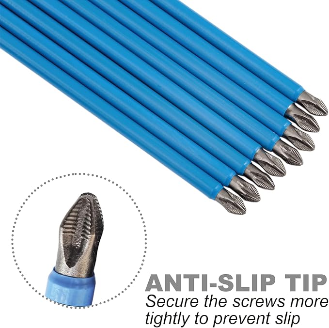Anti Slip Phillips PH2#2 Screwdriver Bit Set 10PCS 1/4 Inch Hex Shank 6 Inch/150 mm Length S2 Steel with Magnetic for Power Screwdriver Impact Drill Toolkit