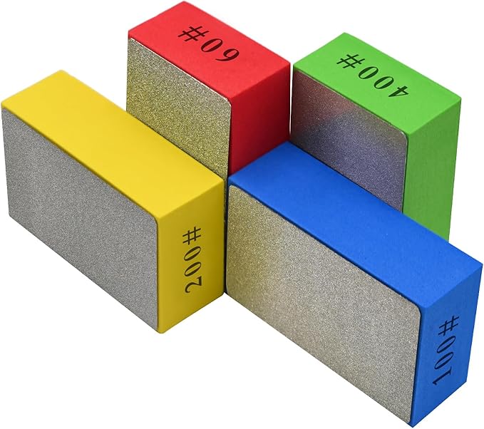 4pcs Diamond Hand Polishing Pads, Diamond Sanding Pads 60#,100#,200#,400# for Ceramic Tile Glass Grinding,Plane Sanding Blocks Polishing