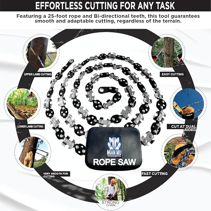 55 Inch High Limb Rope Saw – Dual Sided Pocket Chainsaw with 70 Sharp Teeth 360° – Rope Tree Saw High Limb Tool with Storage Box for Outdoor Adventures
