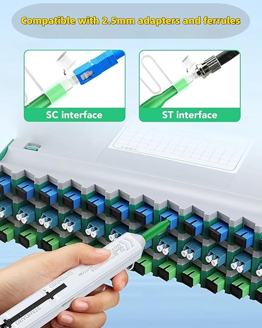 Fiber Optic Connector Cleaning Pen,5PCS Fiber Optic Cleaner Pen for 2.5mm Ferrules SC,FC,ST,SC/APC and FC/APC,800+ Clean Times
