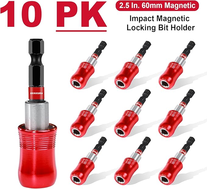 2.5Inches Impact Screwdriver Bit Holders, 10PC Magnetic Extension Quick-Change Socket Drill Bit Holder Cr-V SteelHex Shank Quick Release Drill Bit Guide