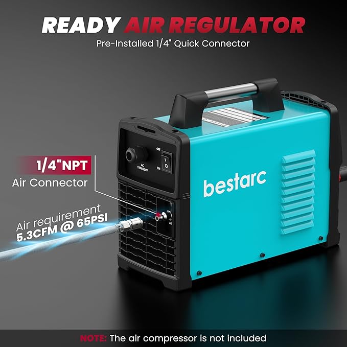 bestarc Plasma Cutter, [Pilot Arc][Large LED Display][Air Sensor] 60A bestarc Plasma Cutter Machine 110/220V Dual Voltage, 1/2 Inch Clean Cut 4/5 Inch Max Cut, Post Flow Mesh, 2T/4T for Beginners DIY