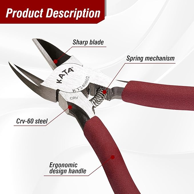 KATA Wire Cutter Plier for Crafts: 2-Pack Heavy Duty 6 Inch Side Cutter Metal Cutting Tool - Safety Cap Sharp Flush Cut Model Snips For Zip Ties, Floral, Artificial Flowers, Chicken Wire, Electronic