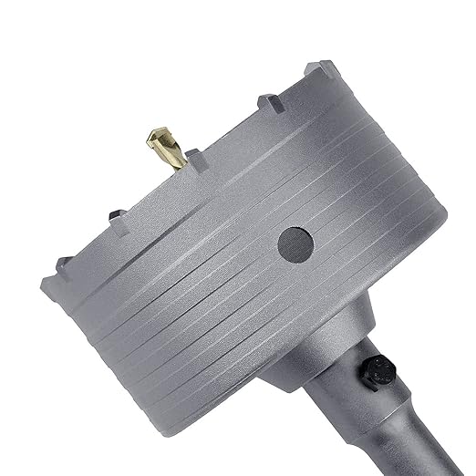 110mm (4-1/3 inch) Concrete Hole Saw with 220mm SDS Plus Connecting Rod, Tungsten Carbide Teeth (7.7mm x 4mm) Cement Hole Saw for Concrete Cement Brick Wall Stone 110mm (4-1/3 inch)