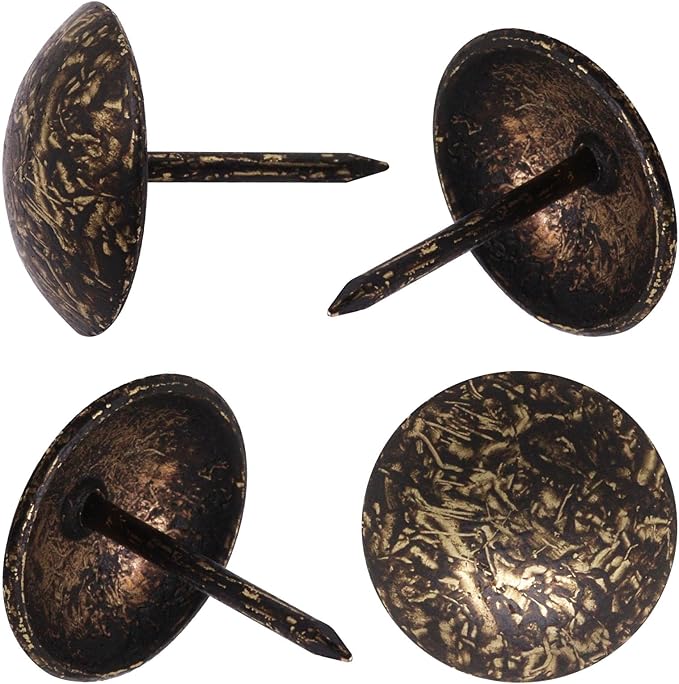 YuGtcen 40pcs Upholstery Tacks for Furniture, Decorative Nails Thumb Tacks Metal Upholstery Nails for Wood Pins Vintage Furniture Tack (18x23mm, Antique Bronze)