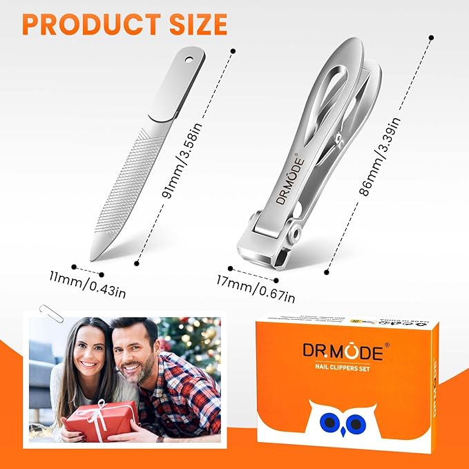 Straight Nail Clippers for Thick Nails, Heavy Duty Large Toenail Clippers for Seniors with 17mm Wide Jaw Opening, Ultra Sharp Stainless Steel Toe Nail Clippers Cutter for Men with File