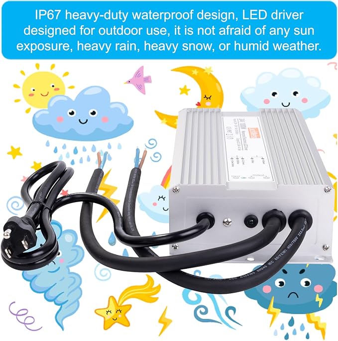 LED Driver 24V1000W Waterproof Power Supply AC90-130V to DC24V41.6A Switching Power Supply IP67 Converter Suitable for Outdoor LED Lighting and Any 24V DC Equipment