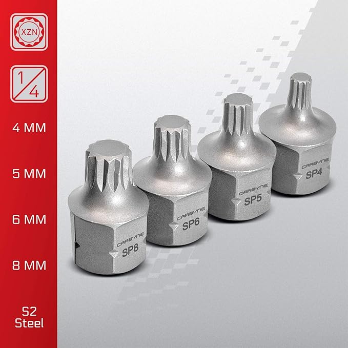 CARBYNE 8-Piece XZN Triple Square Super Short Low Profile Bit Socket Set - 12 Point | 4mm to 16mm, Dual-Drive: Internal Square Drive & External Hex Drive ??From a Family-Run Tool Company in the U.S.