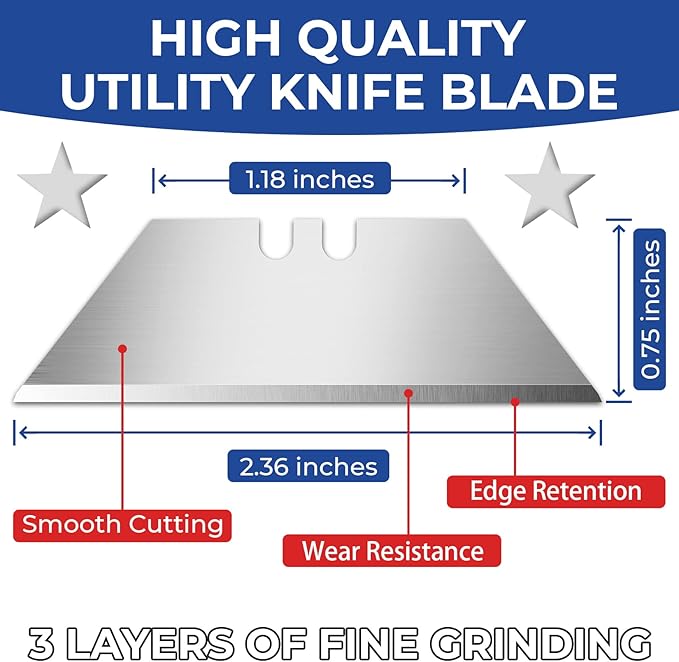 DIYSELF Utility Knife Blades 100 Pack, Box Cutter Blades Refills with Dispenser, Razor Blades Utility Knife Replacement Blade for Box Cutter, Razor Knife Blade