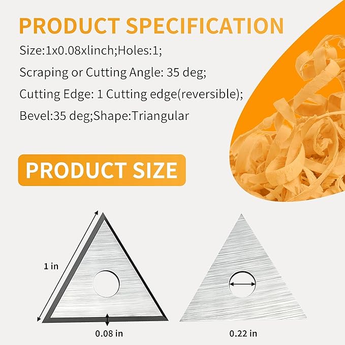2-Pack 1" Triple-Edge Triangle Carbide Scraper Blades - Double-Edged Reversible Paint Scraper Replacement for Removing Paint, Glue, Varnish & Rust