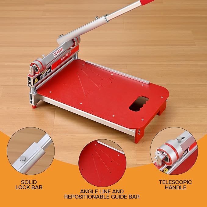 Laminate/Vinyl Floor Cutter, 13” Vinyl Plank Cutter – Easy Angle & Length Cutting, Flooring Tools – Cuts Laminate Floor, Engineered Wood, LVP, LVT, VCT, SPC, WPC, HSS Blade, Spare Blade Included