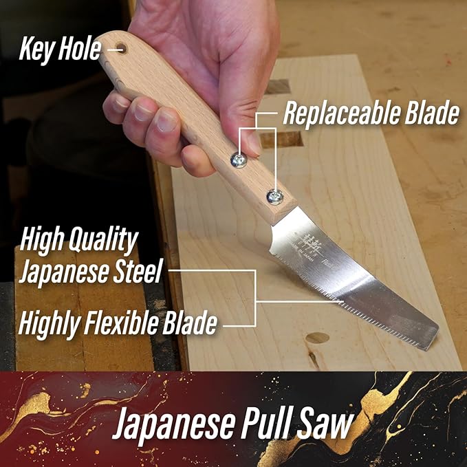 SUIZAN Small Hand Saw 5" Flush Cut Blade - Compact Japanese Pullsaw Single Edge Woodworking Tools