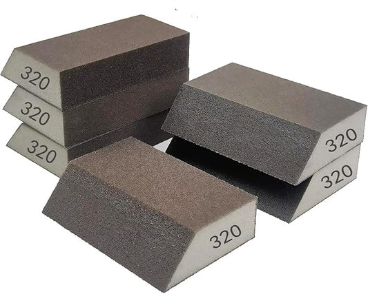 6 Pack Sanding Sponge, 320 Grit Sanding Blocks Assortment,Washable and Reusable for Wood Drywall Metal Home (320 Grit)