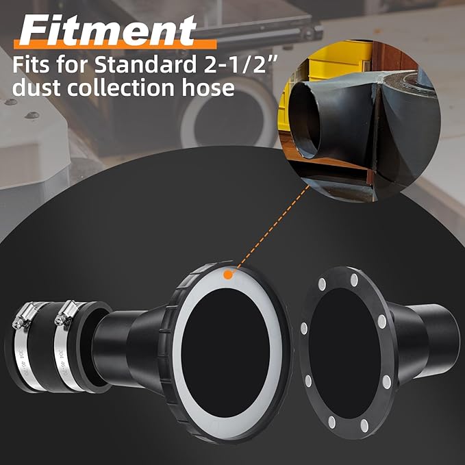 2-1/2 Inch Magnetic Dust Collection Connector w/Dust Control Flex Cuff,2.5" Dust Collector Hose Connector Rubber Cuff Coupler w/Magnetic Dust Collection Fitting for Woodworking Vacuum Dust Collector