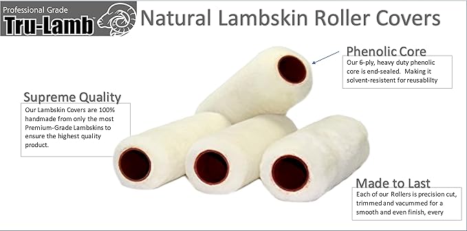 Tru-Lamb - 100% Natural Lambskin Professional Paint Roller (9 x 1" - 6 Pack)