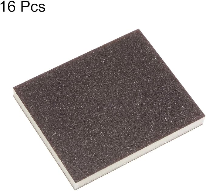 HARFINGTON 16pcs Fine Sanding Sponge Blocks 240-320 Grit Foam Sanding Block Pad for Polishing Kitchen Metal Wood Drywall, 120x100x12mm, Brown