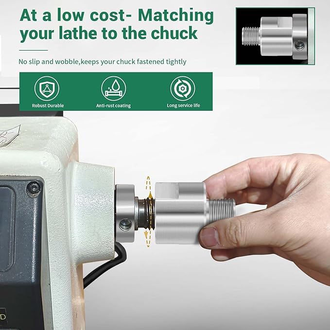 Lathe Spindle Adapter,Lathe Headstock Spindle Adapter,Converts 1-1/4" x 8TPI to 1" x 8TPI for Woodworking Lathe