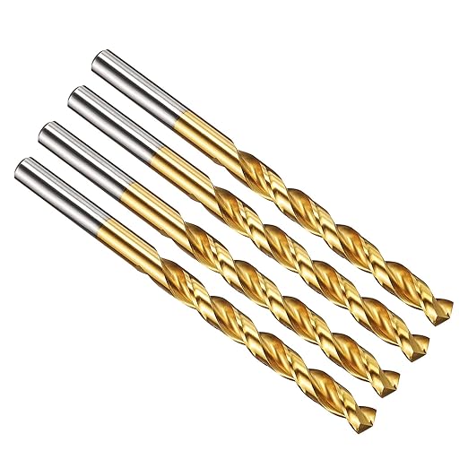 PATIKIL 7.5mm Drill Bit, M42 8% Cobalt High-Speed Steel Jobber Straight Shank 135° Titanium Nitride (TiN) Coated for Hard Metal Stainless Steel - 4 Pack