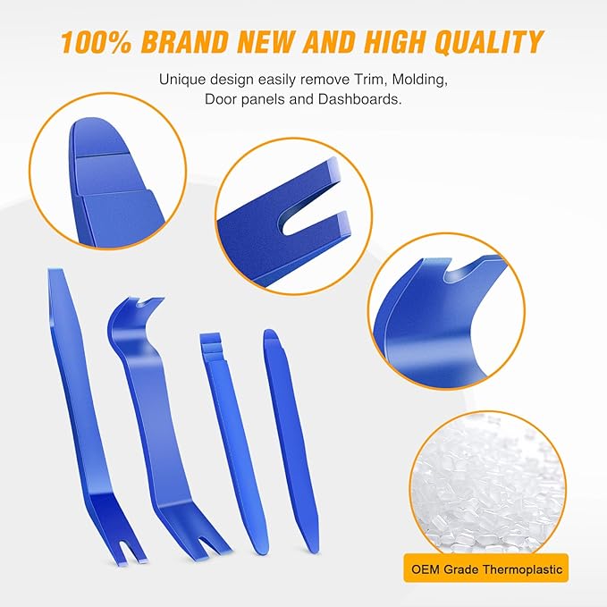 GOOACC 11PCS Trim Removal Tool Kit, Metal & Nylon Pry Tools Set for Car Door Panel, Dashboard, Audio, Clips, Fastener Remover w/Storage Box ??Blue