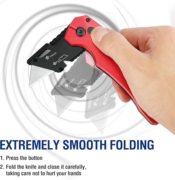 WORKPRO Folding Utility Knife, Heavy Duty Metal, Quick Open Axis Lock Box Cutter, Quick Change Blade Razor Knife, 1PC with 10 Extra SK5 Blades