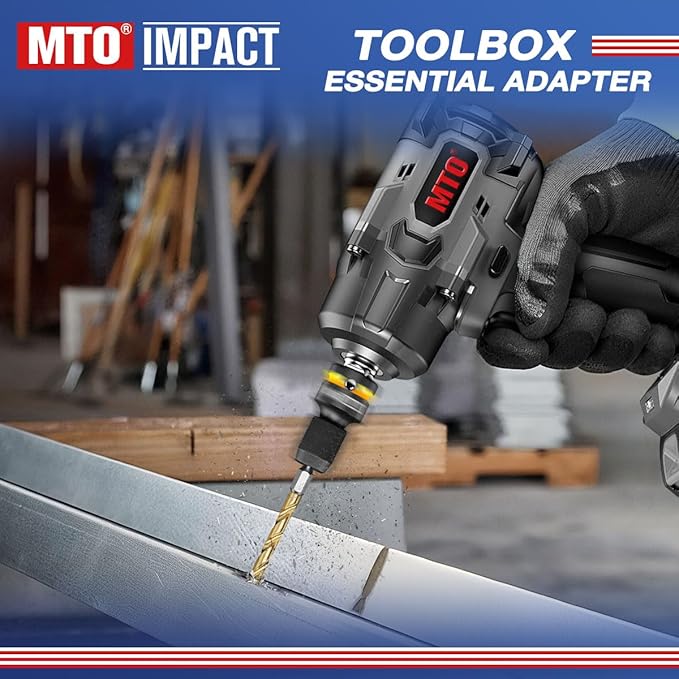 MTO 3/8-Inch Square Drive to 1/4-Inch Hex Socket Adapter, Quick Release Impact Bit Holder, for Impact Wrench Ratchet, CR-MO