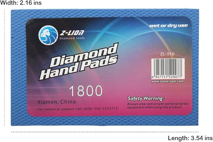 Z-Lion Resin Diamond Hand Pads Grits 1800 for Stone Glass Ceramic Marble Granite
