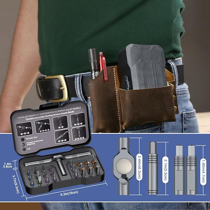24 in 1 Magnetic Screwdriver Set, DIY Ratchet Screwdriver Set, Multi Bit Magnetic Drive Set with Detachable Ratchet Handle Portable Compact Repair Tool Kit for Furniture Computer Bicycle