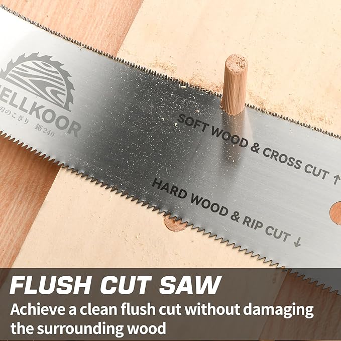 Japanese Hand Pull Saw, 9.5 In Ryoba Double Edge Saw of 9/18 TPI Professional Rip & Cross Cut Tool to Help Carpenter for achieve Soft Hard Woods or Furnitures Cutting Work Accurately Quickly