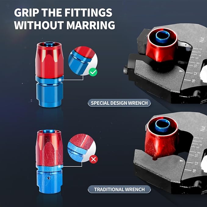 AOOSEDOO AN Fitting Wrench, AN Fitting Tool, AN Hose Fitting Wrench For 3AN-16AN Fittings Lightweight Aluminum Black. (With Anti-scratching Jackets)