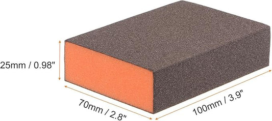 HARFINGTON 8pcs Sanding Sponge Blocks #180 (500-600 Grits) Wet/Dry Hand Sanding Sponges, 100x70x25mm Foam Sanding Block Pad for Polishing Kitchen Metal Wood Drywall Furniture, Brown&Orange