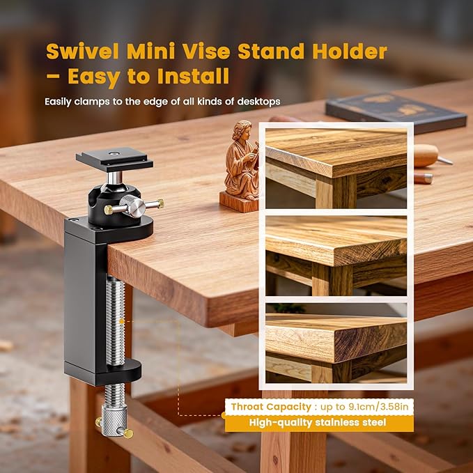 WhiteRhino Mount Vise and Grinder,360° Rotating Bench Grinder Stand,Heavy-Duty Vise Floor Pedestal with 1.9" x 1.5"Mounting Plate ,Compatible with Most Mini Vise Clamp,Grinders,Drill Press,etc