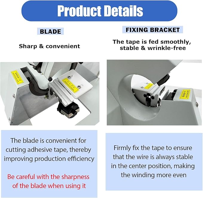 BEILOCKERY Automatic Tape Wrapping Machine Compact Handheld Wiring Harness Tape Winding Machine with Touch Screen and Foot Switch for ?0.12inch-?0.98inch Wire Harness 110V