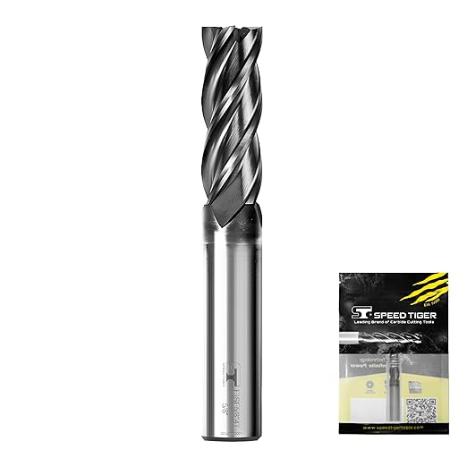 SPEED TIGER EISE 5/8" Carbide Square End Mill - 4 Flutes Milling Bits Set for Alloy Steels, Hardened Steels, Aluminum, Copper, Cast Iron, HRC 50 Deg AlTiN Coating, CNC Router Bits (1pc)