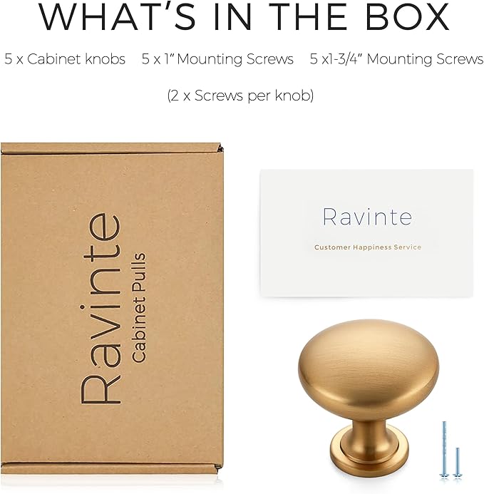 Ravinte 5 Pack Kitchen Cabinet Knobs Dresser Knobs Drawer Champagne Bronze Drawer Pulls Door Dresser Handles for Cupboard