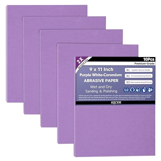 Premium White Corundum 2000 Grit Sandpaper, 9 x 11 Inch Wet Dry Abrasive Sheets for Wood Metal Automotive Fine Sanding and Polishing 10Sheets