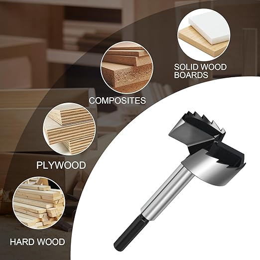 3/8 Inch Forstner Drill Bit for Woodworking, 3/8" Forstner Bit Wood Drill Bits for Holes, Hinge Cutter for Hard Wood, Plastic, Plywood Round Shank