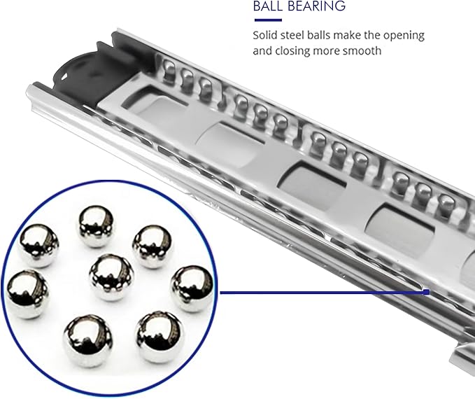 Tobinice 6 Pairs of 22 Inch Hardware 3-Section Full Extension Ball Bearing Side Mount Drawer Slides,100 LB Capacity Drawer Slide