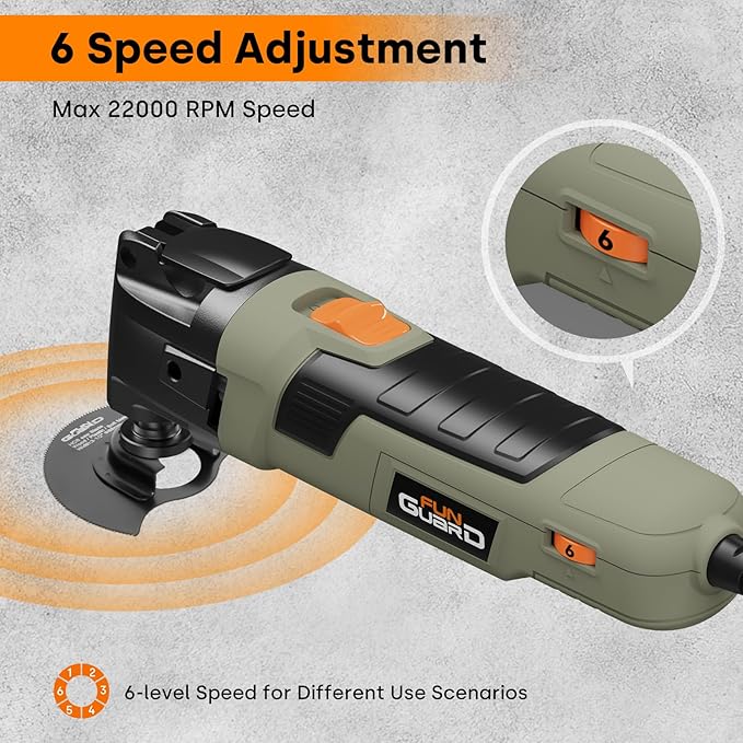 Oscillating Tool 300W, 6 Variable Speeds 22000 OPM Electric Corded Multi-tool with 3.5째Oscillation Angle, Quick Change Blade System,30pcs Accessories for Cutting, Sanding, Grinding, Scraping