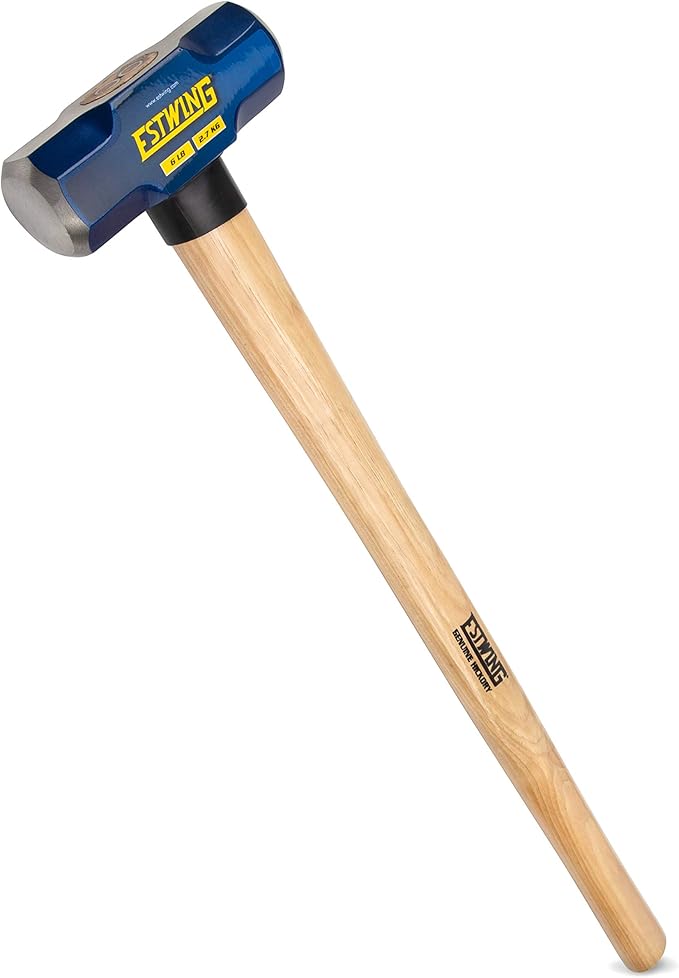 Estwing 6-Pound Hard Face Sledge Hammer - 30-Inch Hickory Handle, Ergonomic Grip, Durable Construction for Demolition & Stake Driving