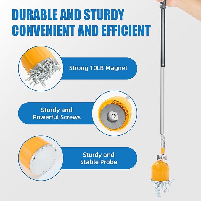 Magnetic Pickup Tool, 180째 Rotating Head, 10LB Heavy Duty Magnet Stick with Handle, Extendable Magnet Wand for Nails, Screws & Metal Objects, Strong Magnetic Tool for Mechanics & Home Use (Yellow)