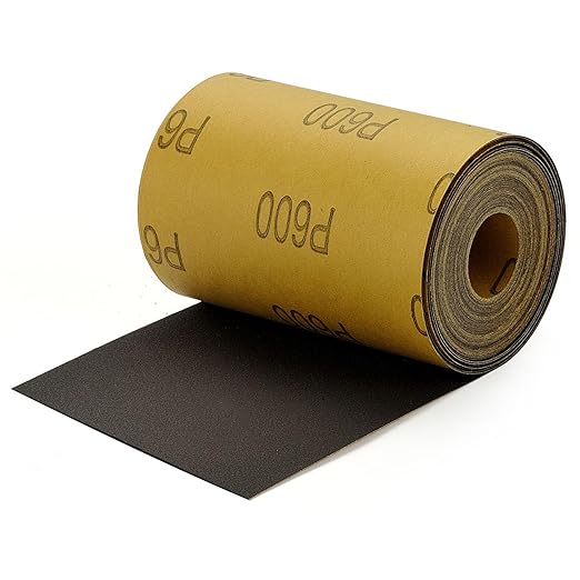 MAXMAN 600 Grit Sandpaper Roll, Silicon Carbide Wet Dry Longboard Sand Paper, 3-2/3" Wide Continuous 11 Yard Long Continuous Roll, for Auto, Wood, Metal Sanding Polishing, Hand Sanding Blocks