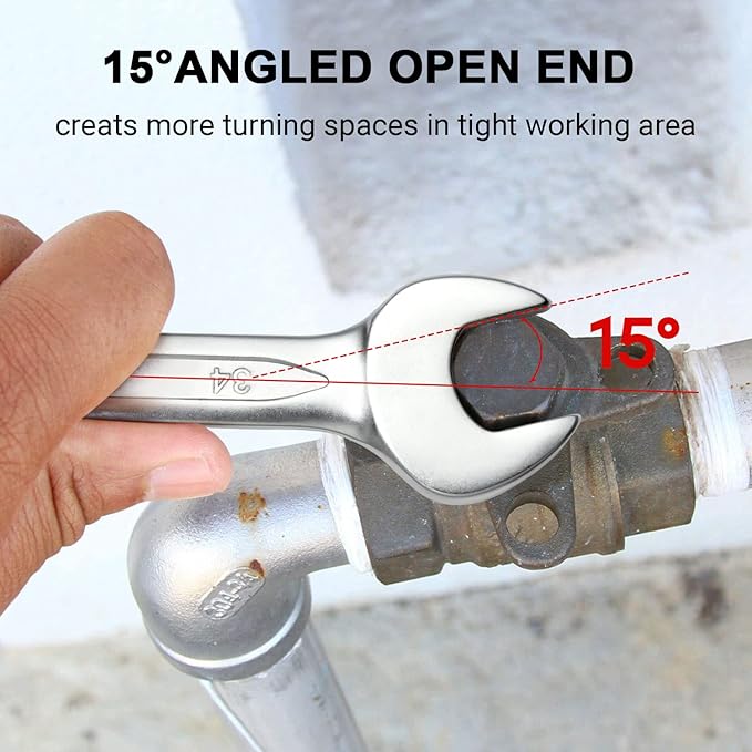 Jetech 34mm Combination Wrench, Industrial Grade Cr-V Steel Spanners with Precise 12 Point Opening, Off-Corners Design